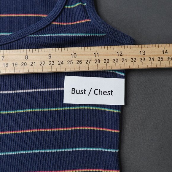 Womens Tunic Tank Top Dress XS Blue Ribbed Basic Everyday Day Retro Preppy - Picture 6 of 9